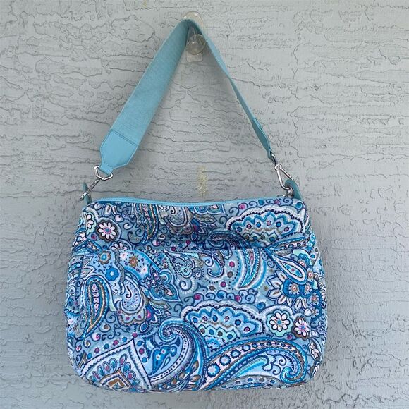 Vera Bradley Paisley Crossbody Bag Blue Turquoise Pink Adjustable Strap - Picture 4 of 14
